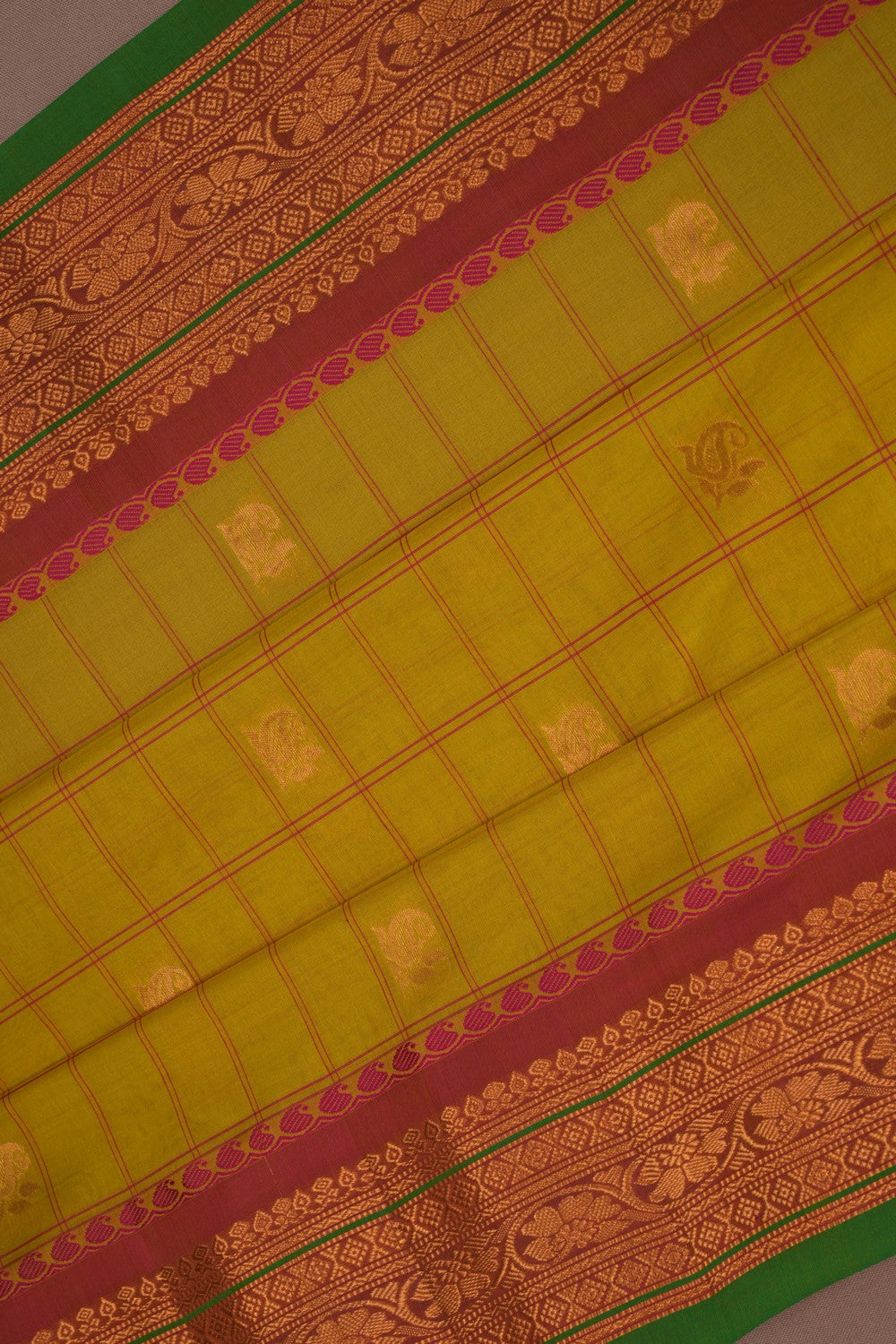 Image of Gadwal Sico Kattam Beige Saree